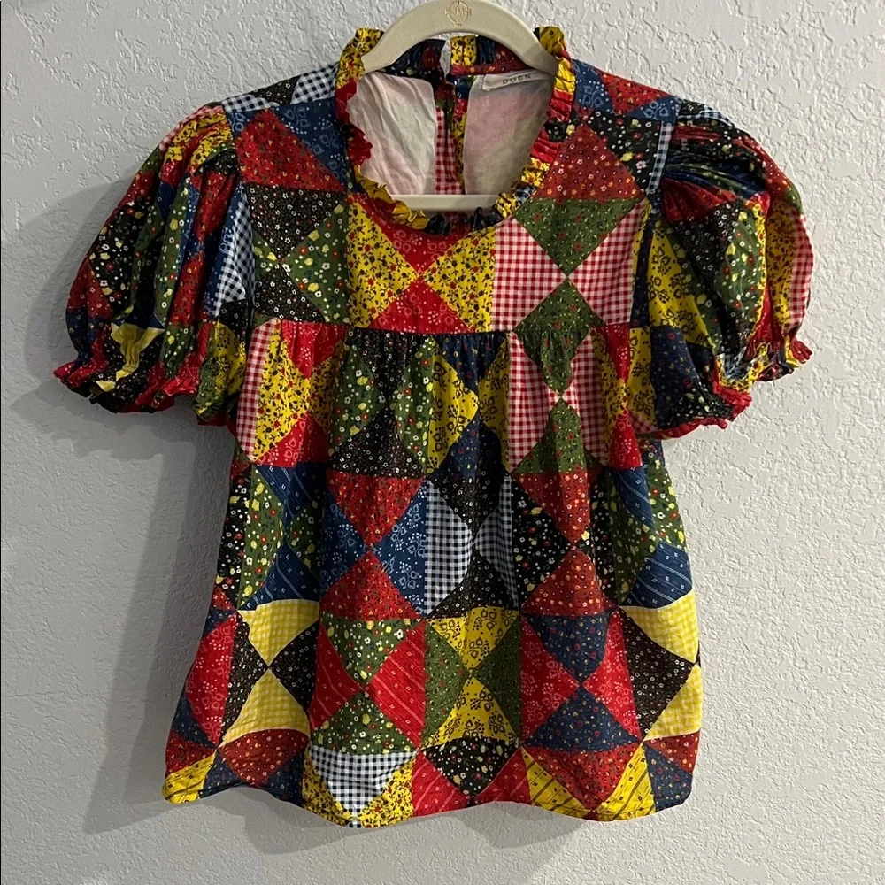 Doen Multicolor Patchwork Blouse - Picture 1 of 9